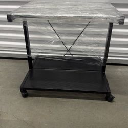 Glass End Table On Wheels