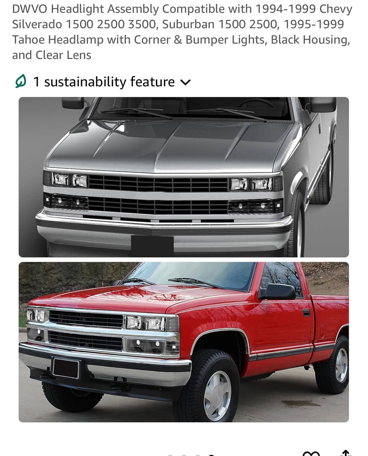 Chevy Silverado 94-1999 Black Housing Headlights All Complete Set 1500, 2500, 3500 Suburban 95-1999