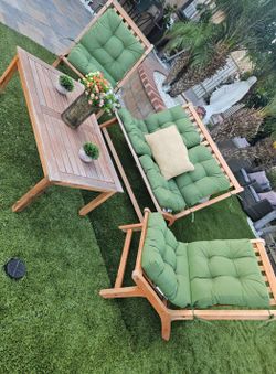4pc Wood Patio Set/conversation Set/outdoor Furniture/Cash Only