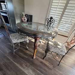 Jerome’s Round Cherry Wrought Iron Table Set 