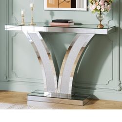 ✨ LUXURY MIRRORED TABLE ✨
 Dazzling Crystal Inlay Frames
