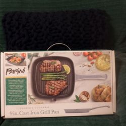 PARINI 9 INCH CAST IRON GRILL PAN ENAMELED  COOKWARE