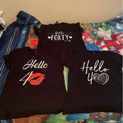 Hello 40 - 3 pcs t-shirts, Large Size, One Time Use, Perfect Condition