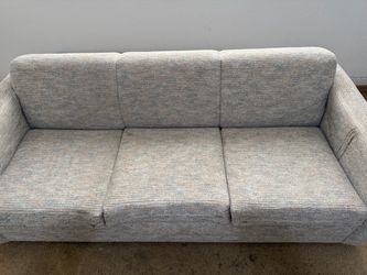 Textured Gray and Tan Three-Seat Sofa