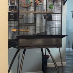 Round Too Bird Cage With Wheeled Stand 