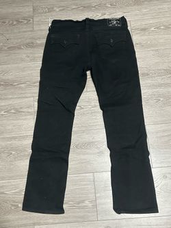 True Religion Ricky Straight Flap Jeans - Triple Black Out Tonal - Size 36.