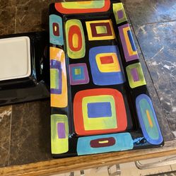 Naylor Hand Painted Ceramic Platters(2)