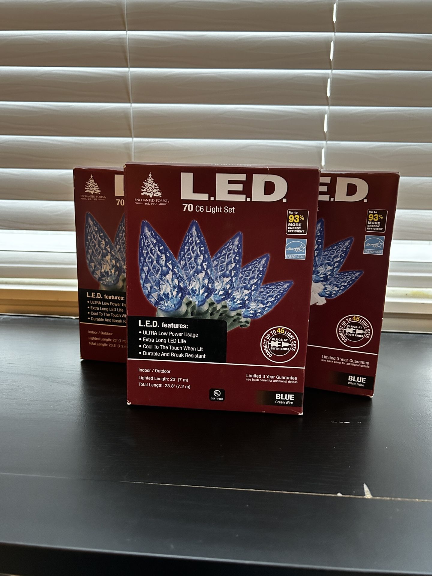 5 Boxes Of Unused Enchanted Forest LED Blue Christmas Lights