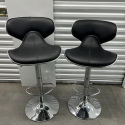 Bar Stools (Set Of 2) Swivel & Height Adjustable 