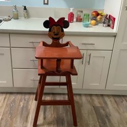 Minnie Mouse Custom Made Hardwood High Chair