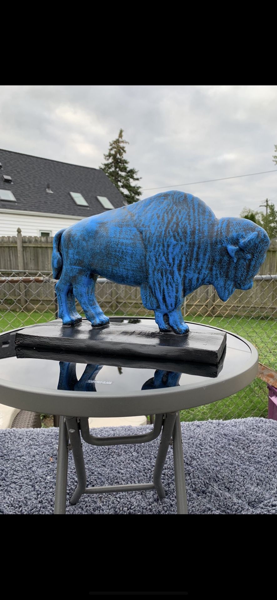 The Old Blue Buffalo Statue
