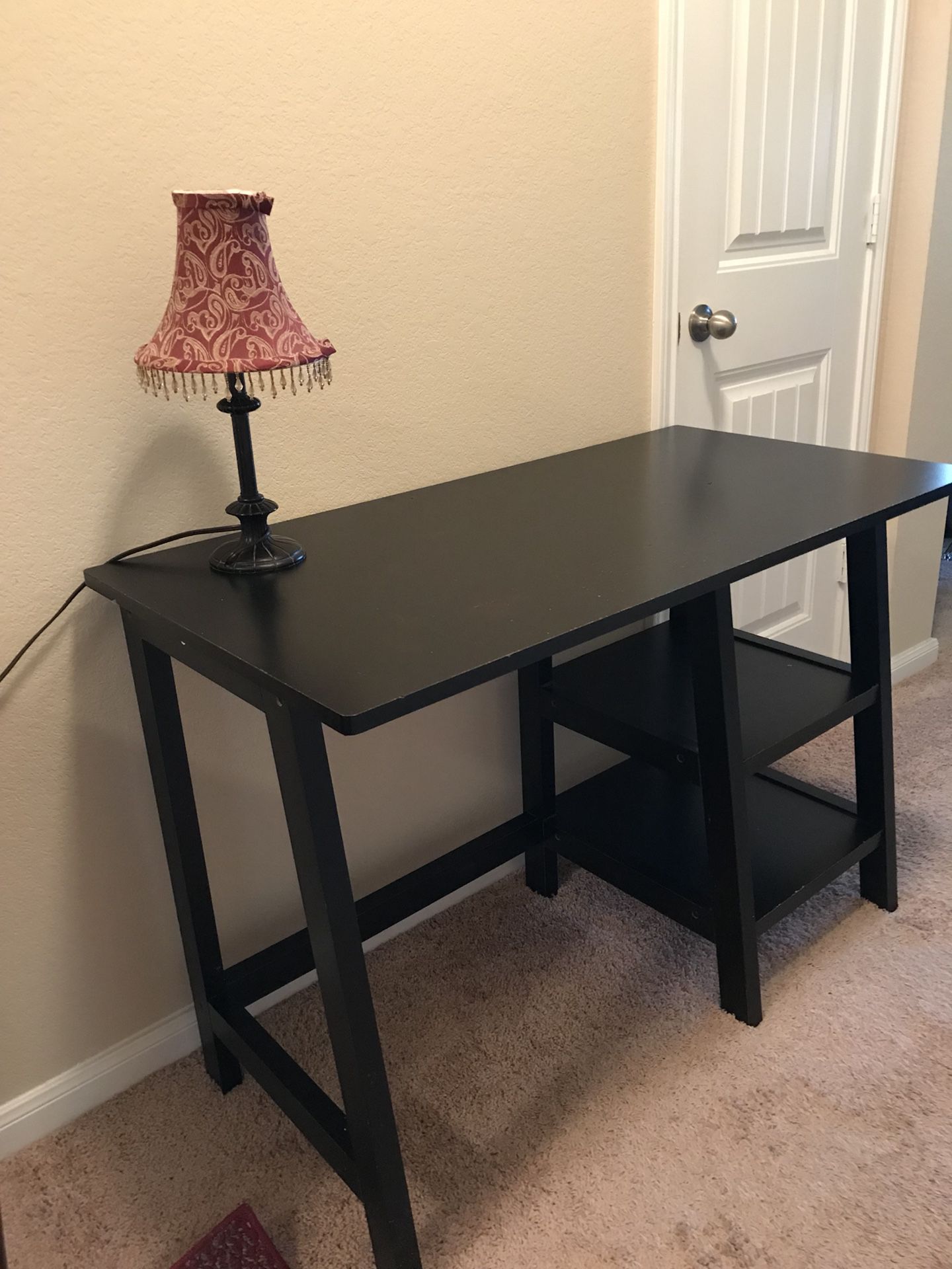 This desk was purchase with other furniture items so its not that cheap kind of a desk. Its still very sturdy and was gently used, so it does has som