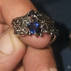 Ring With Frogs And Lilly Pad Sterling Silver 
