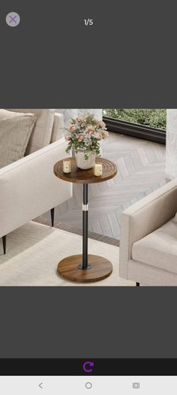Round Small Side Table, Adjustable-Height Drink Table
Pedestal Martini Stand, Weighted Base Cocktail Table Accent Nightstand for Living Room, Bedroom,