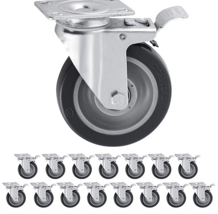 BRAND NEW 8 Pack Swivel Casters Heavy Duty Caster Wheels 5 Inch X 1.25 Inch 1060 LBS Industrial Casters with Brake Mechanisms