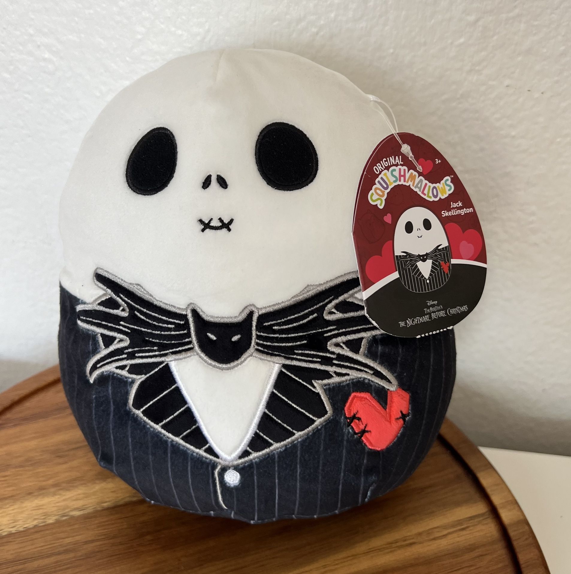 NEW Squishmallows 8" Nightmare Before Christmas Jack Skellington Heart Plush Christmas Gift