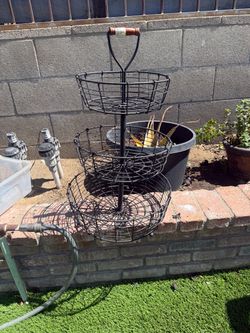 3-Tier Black Wire Basket Stand
