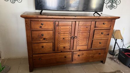 Rustic Pine Wood Dresser Media Console