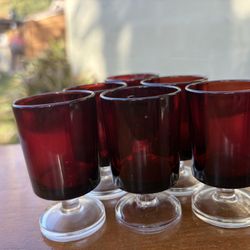 vintage Luminarc Cavalier ruby red stemmed shot