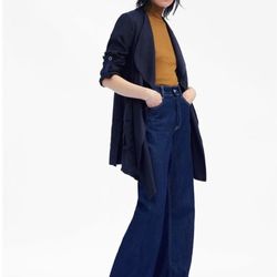 ZARA Z1975 DENIM Blue TIE FRONT JACKET Womens Medium 