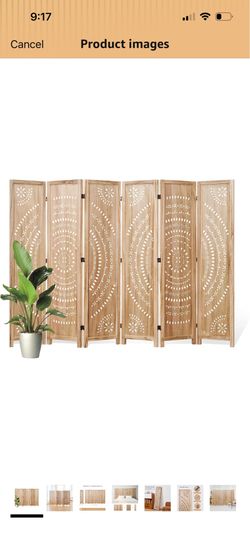 6 panel wooden room divider