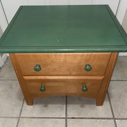 Brown And Green 2-Drawer Nightstand