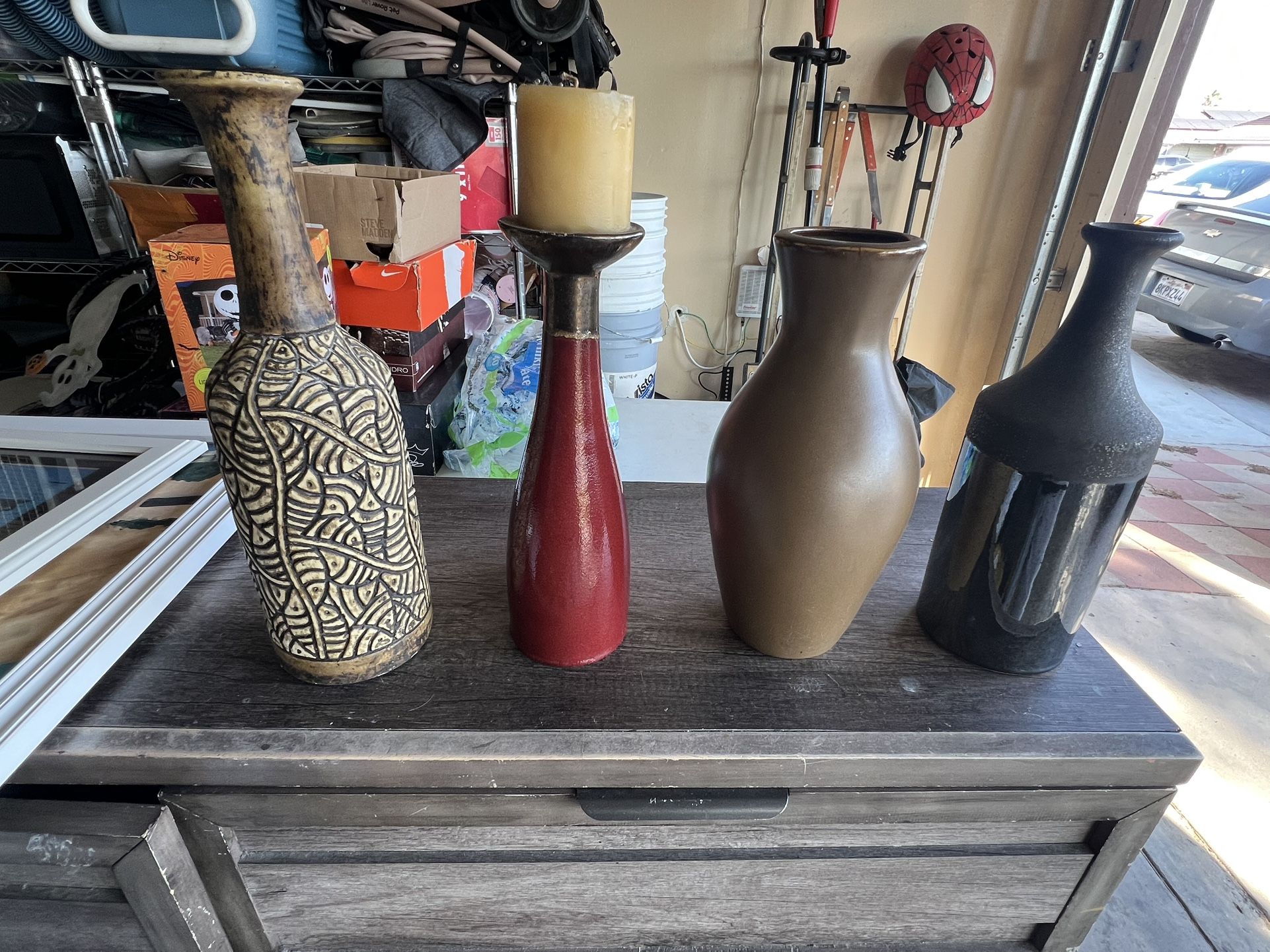 4 Jarrones En Buenas Condiciones Medidas 13 Y 16 Inches 