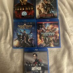 MCU/MARVEL Movie Lot (5) Blu Ray - Guardians Of The Galaxy 1&2 / Iron Man 1&3 / Antman