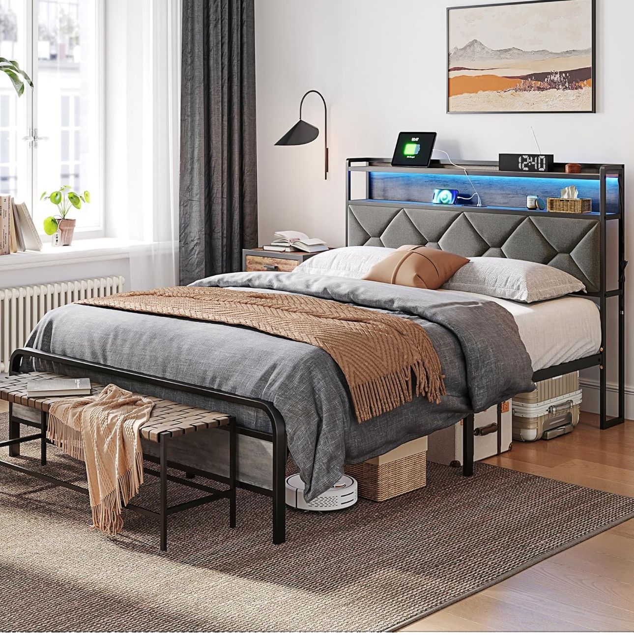 Brand New Queen Bed Frame, Mattress, & Mattress Pad - Perfect Condition!