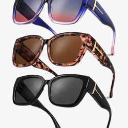 New 3 Pack Oversized Over Glasses Sunglasses for Women Men Polarized Fit Over Sun Glasses UV400 Protection
