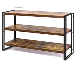 Brand New 3-Tier Rustic Wood and Metal Industrial Entryway Table / Bookshelf for Home Office, Bedroom, Kitchen,  - 47in