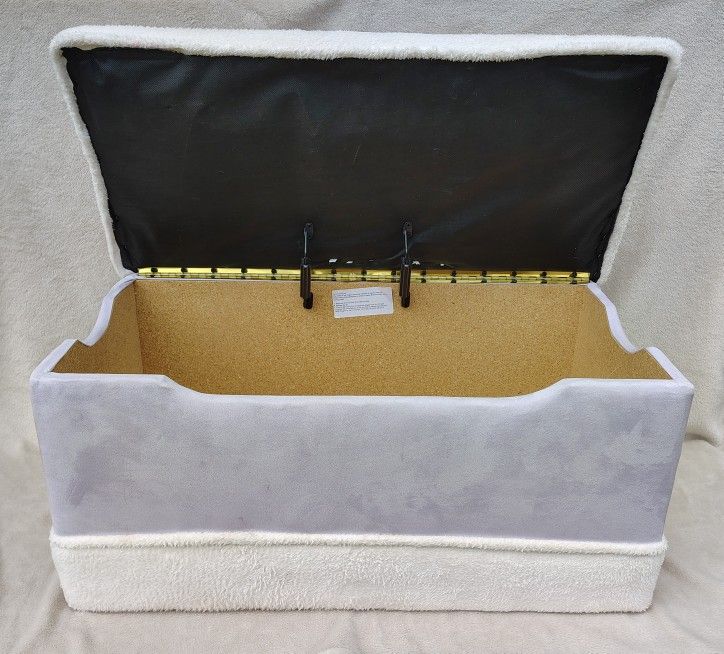 Ottoman Bench Toy Box Vanity Seat Plus Fuzzy Seated 33 L x 16 D x 15.5 H