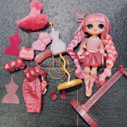 Pink Glittery LOL surprise omg fashion doll.