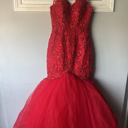 Red Mermaid Prom Dress 
