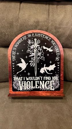 Fourth Wing book quote decor with stand