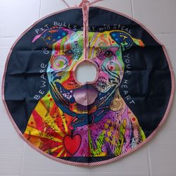 Pittbull Christmas Tree Skirt Holiday Decoration 30"