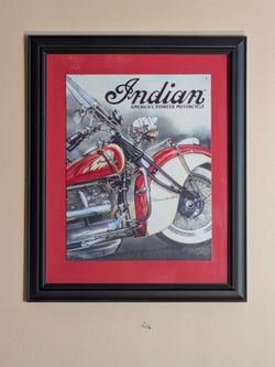 Indian Motorcycle framed tin