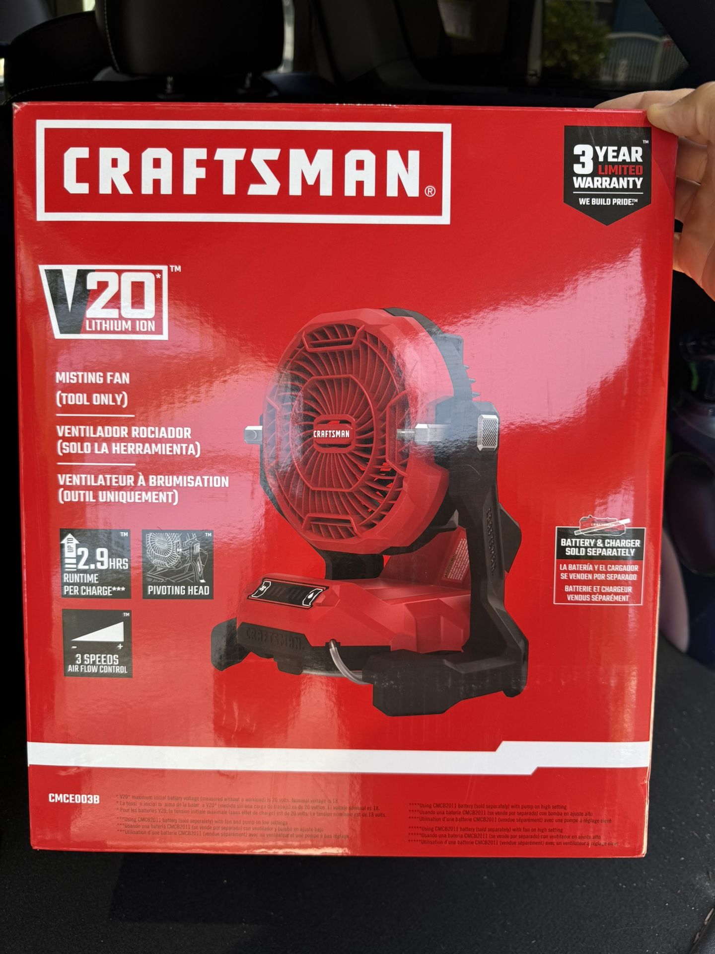 Craftsman V20 10 in. H 3 speed Misting Fan TOOL ONLY