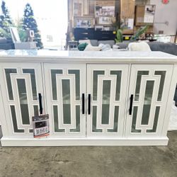 Tresanti 70” White Accent Console with Glass Doors – Sale! 