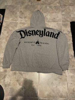 Disney Authentic Original Gray Full Zip Hoodie XL Graphic Print