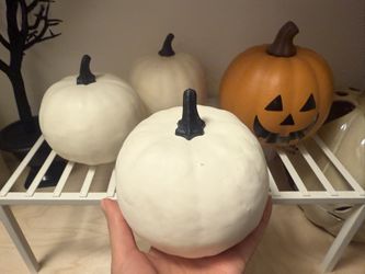 Halloween Decorations Black And White Faux Pumpkins