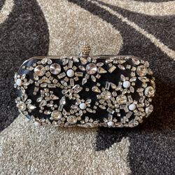 Black And Crystal Clutch Purse