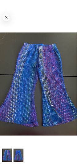 Girls Blue Iridescent Sequin Flare Pants