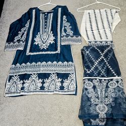 Teal embroidery 3 piece shalwar kamiz