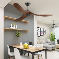 60 in. Indoor/Outdoor 3-Solid Wood Blades Propeller Ceiling Fan with Remote Control, 6-Speed, Timing Setting in Brown $100