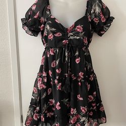 Size Small Floral Black Mini Dress