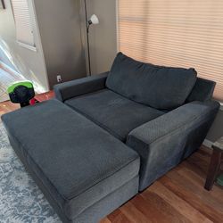 Blue Sofa With Ottoman 