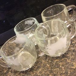 Nestle World Glass Coffee Mugs Vintage Mid-century Collectible