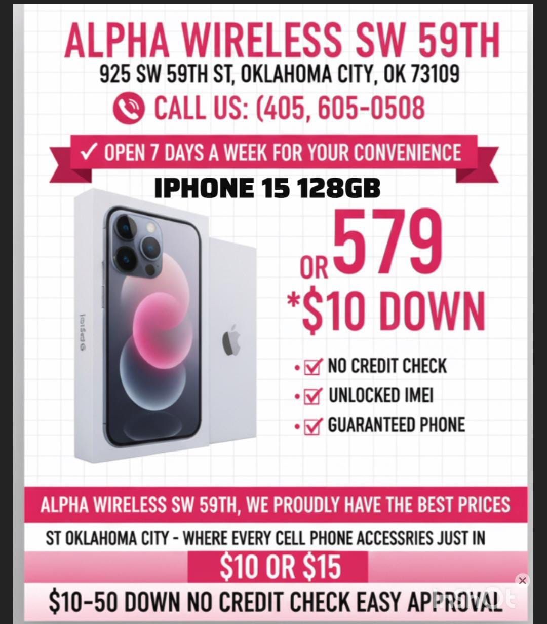 ✅$10 FINANCING AVAILABLE✅ Pick up any phone for only $10 . EASY APPROVAL !! NO CREDIT CHECK ! Hello , the amazing peoples of Oklahoma City !! #NoCred