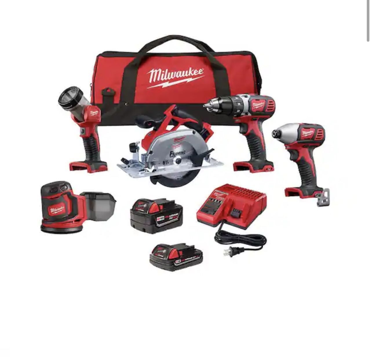 Milwaukee M18 18V Lithium-Ion Cordless Combo-Kit (5-tool) with 2 batteries and charger